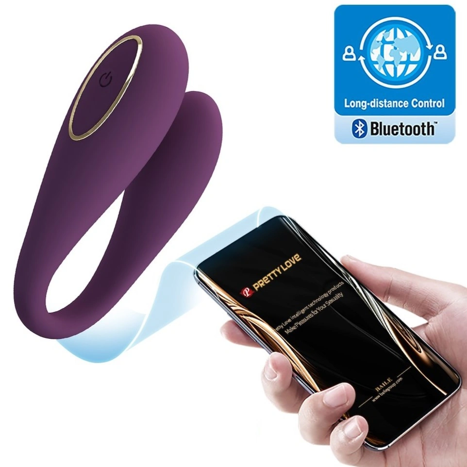 Vibratoare Cuplu - Vibrator Pretty Love August, Bluetooth Control Free App, Silicon, USB, Mov Inchis, Erotic24.ro