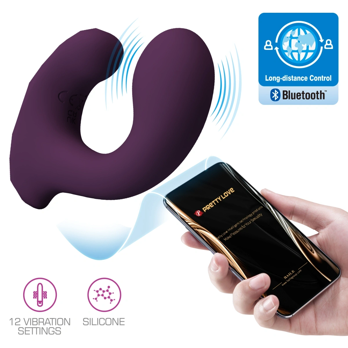 Vibratoare Punctul G - Vibrator Billy, 12 Moduri Vibratii, Bluetooth Control Free App, Silicon, USB, Mov, Erotic24.ro