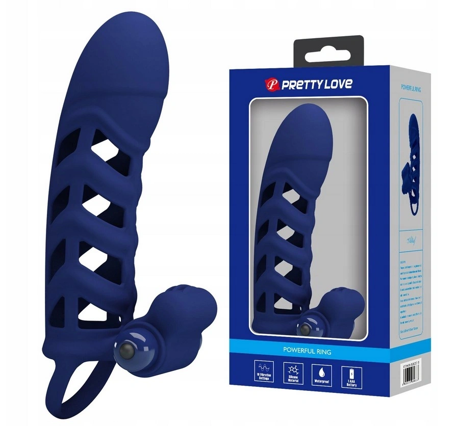 Inele Penis - Manson Penis Altaf cu Stimulator Clitoridian, 10 Moduri Vibratii, Silicon, Albastru, Erotic24.ro