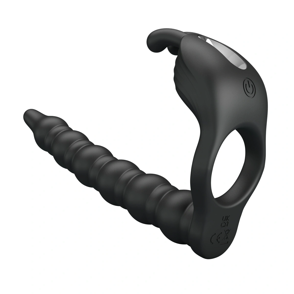 Vibratoare Cuplu - Inel de Penis cu Stimulator Anal Blackney, 7 Moduri Vibratii, Silicon, USB, Negru, Erotic24.ro