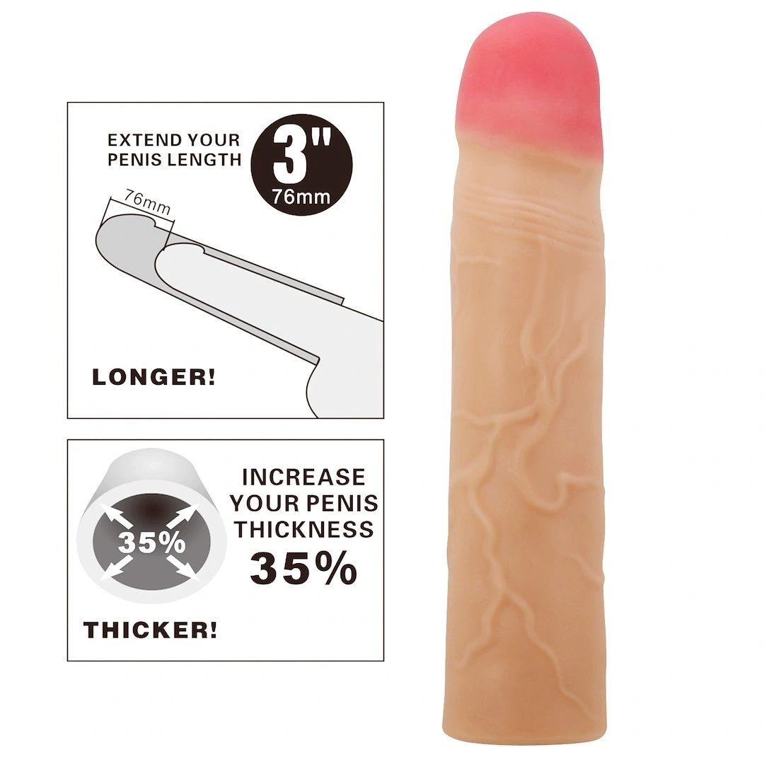 Prelungitoare si Mansoane Penis - Prelungitor Penis Kylian, TPR, Natural, 20.5 cm, Erotic24.ro