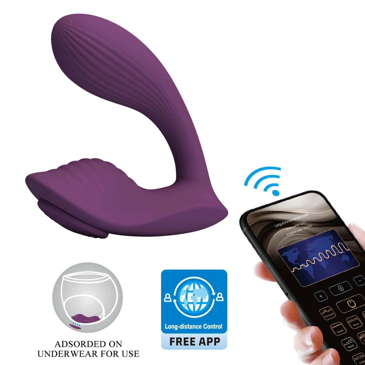 Vibratoare Punctul G - Vibrator Wearable Franz, Bluetooth Control, Mobile App, Silicon, USB, Mov, 11 cm, Erotic24.ro