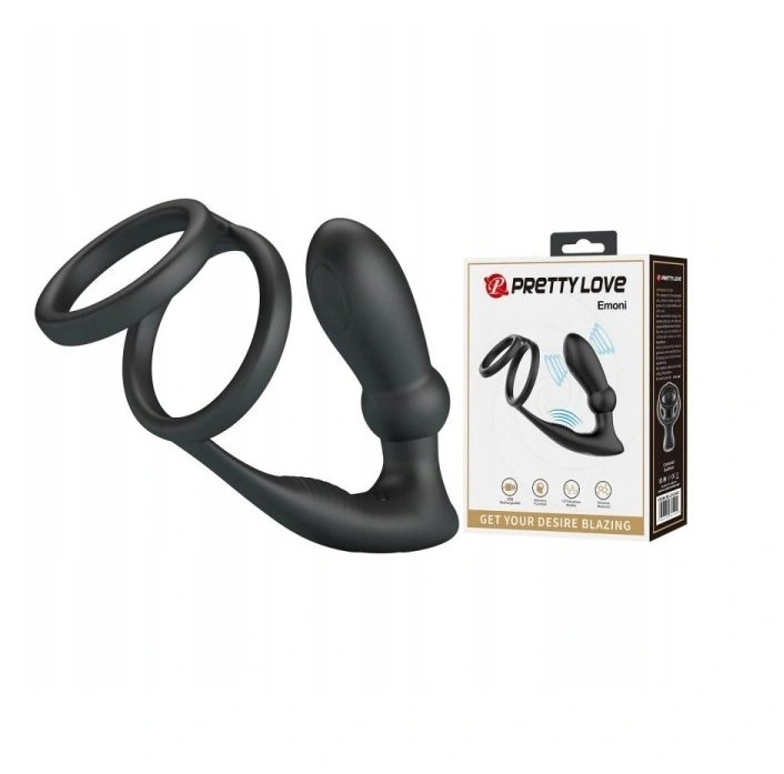 Vibratoare Anale - Inel de Penis cu Stimulator Anal Emoni, Silicon, USB, Negru, 10.2 cm, Erotic24.ro
