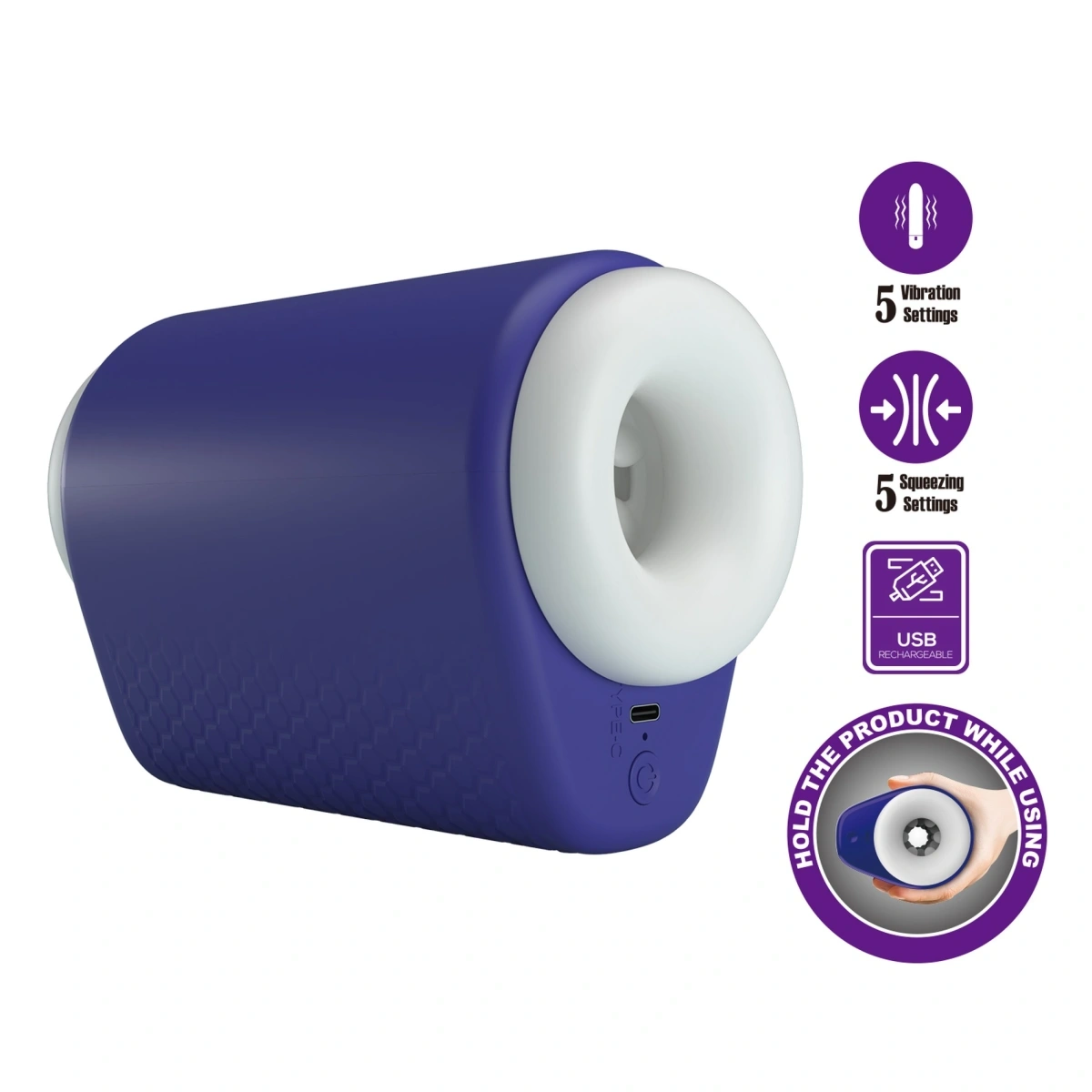 Masturbatoare - Masturbator Dj Lady 5 Moduri Vibratii, 5 Moduri Suctiune, TPE, USB, Albastru, 15.6 cm, Erotic24.ro