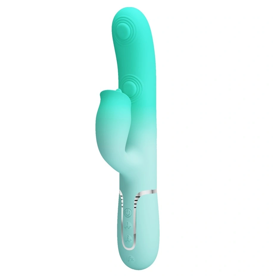 Vibrator Rabbit - Vibrator Iepuras Gigi, 7 Moduri Pulsare, 7 Moduri Licking, Silicon, USB Magnetic, Verde, 22.8 cm, Erotic24.ro