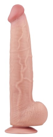 Dildo XXL - Dildo Realist King Sized Sliding Skin, TPE, Natural, 34 cm, Erotic24.ro