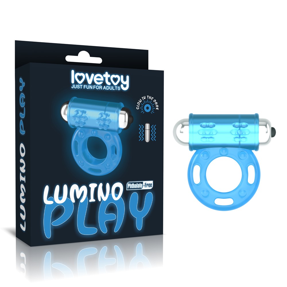 Inele Penis - Inel Penis cu Vibratii Lumino Play, TPE, Albastru, Erotic24.ro