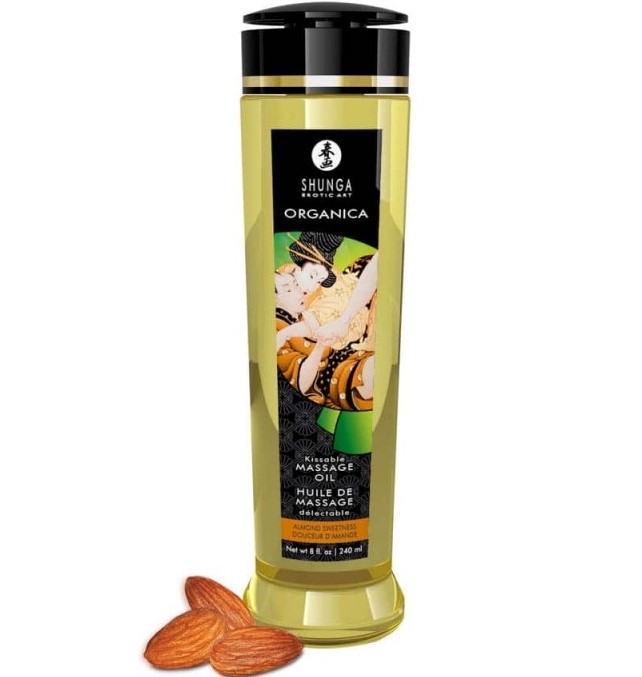 Masaj Erotic - Ulei de Masaj Shunga Organica Kissable, Aroma Dulceata de Migdale, 240 ml, Erotic24.ro