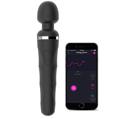 Vibratoare Mari - Vibrator Wand Domi 2 Lovense Bluetooth Control Free App Silicon Negru, Erotic24.ro