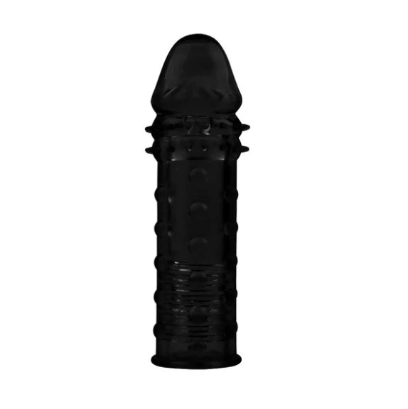 Prelungitoare si Mansoane Penis - Prelungitor Penis Extra Texturat +2,5 cm, TPE, Negru, Erotic24.ro