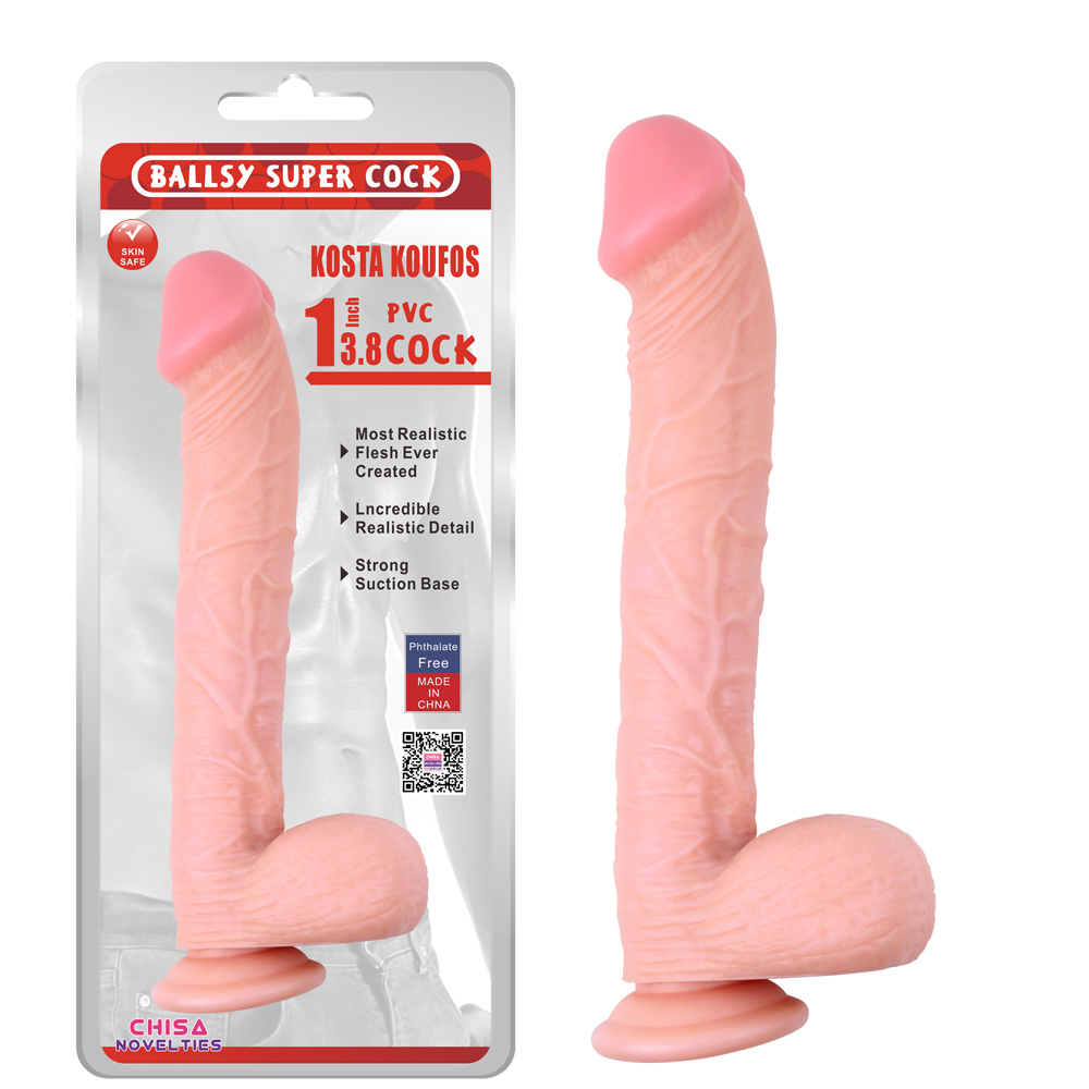 Dildo XXL - Dildo Realist Kosta Koufos, PVC, Natural, 33 cm, Erotic24.ro