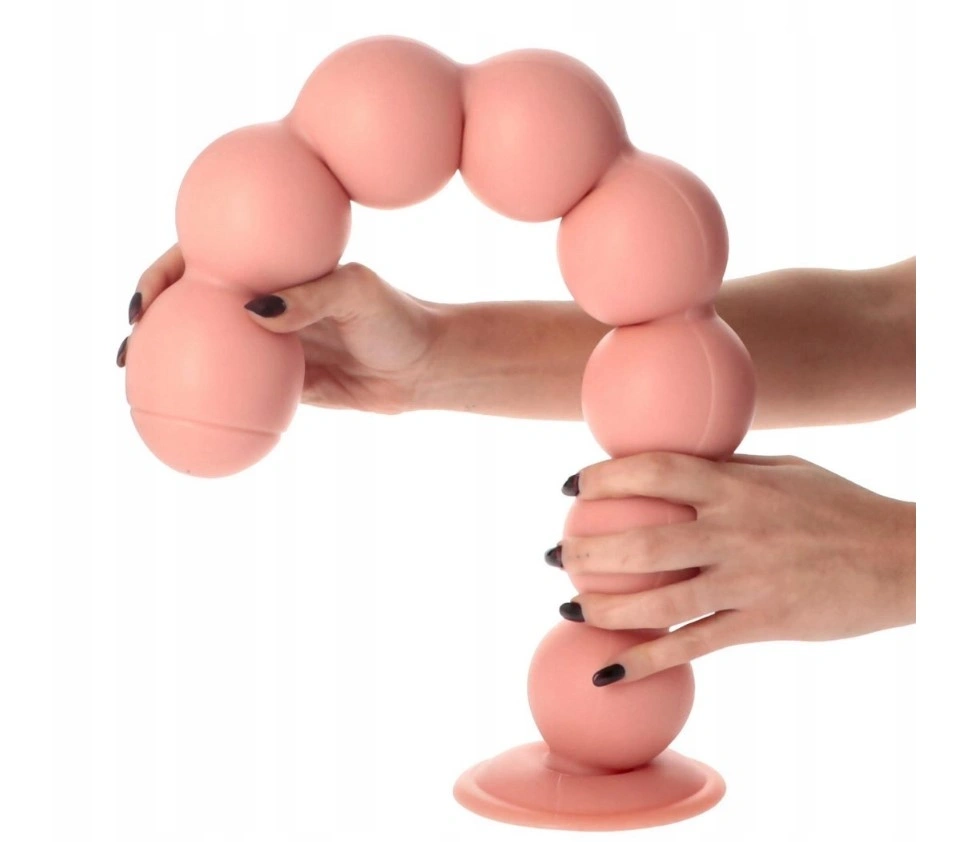 Jucarii Anale - Bile Anale Trolltunga cu Ventuza, PVC, Natural, 58 cm, Erotic24.ro