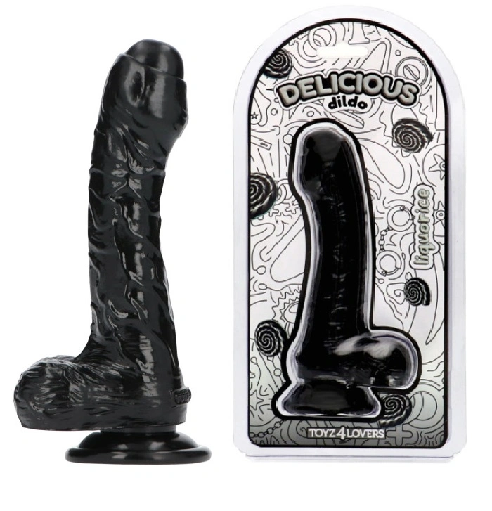 Dildo Realistic - Dildo Realist Parfumat Ben, Aroma Lemn Dulce, PVC, Negru, 18.5 cm, Erotic24.ro