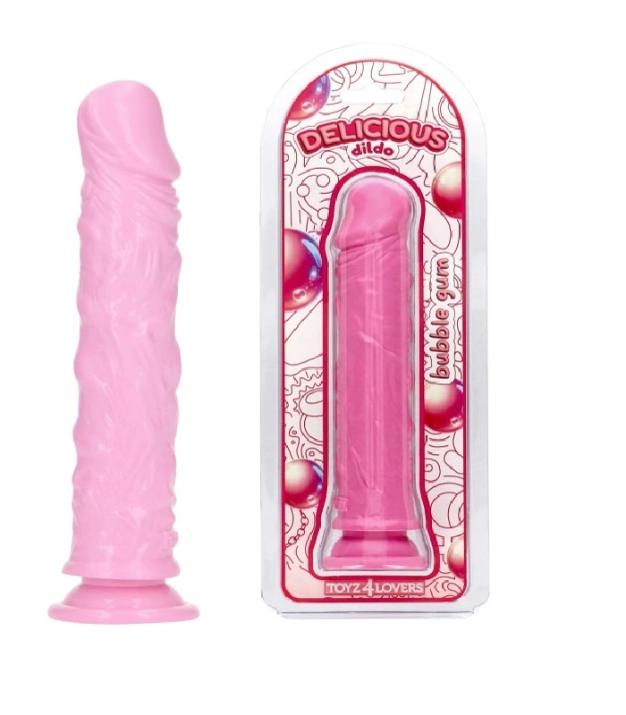 Dildo Realistic - Dildo Realist Parfumat Jim, Aroma Guma de Mestecat, PVC, Roz, 20 cm, Erotic24.ro