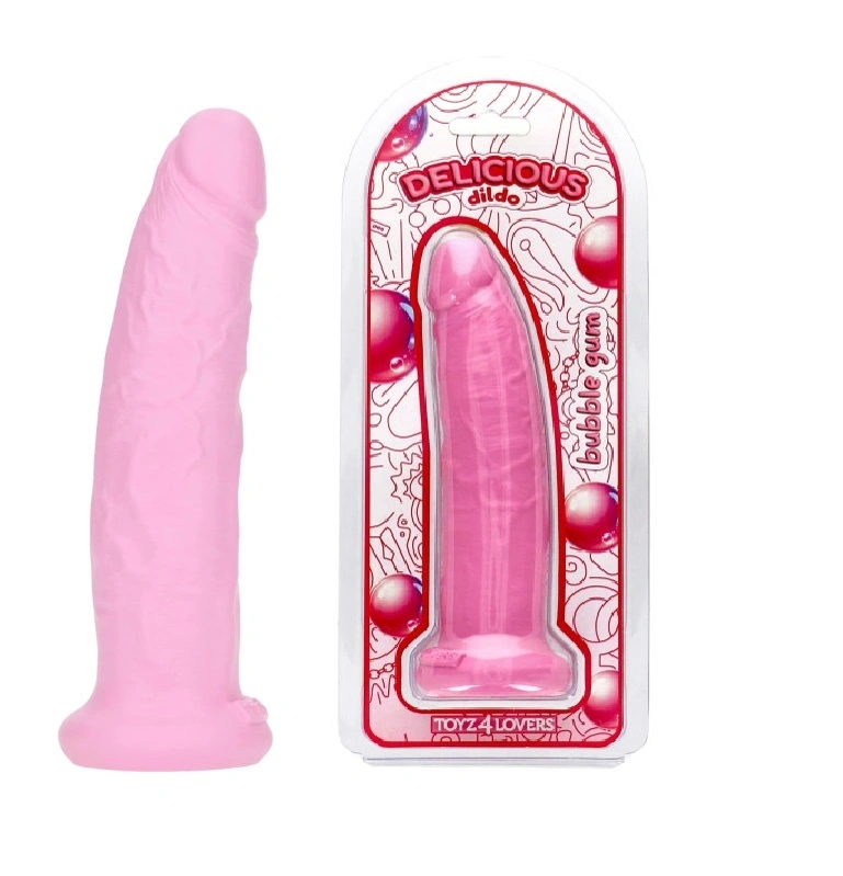Dildo Realistic - Dildo Realist Parfumat Sam, Aroma Guma de Mestecat, PVC, Roz, 19.5 cm, Erotic24.ro
