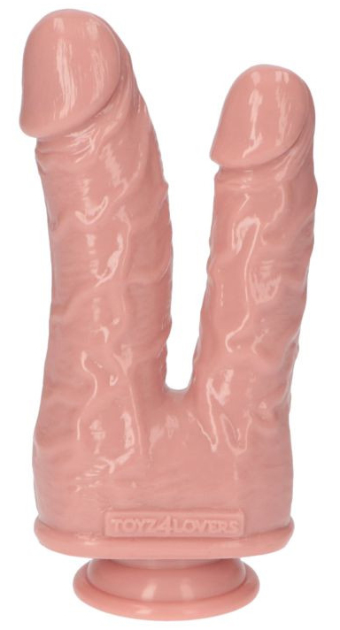 Dildo Dublu - Dildo dublu Italian Cock Natural 21 cm, Erotic24.ro