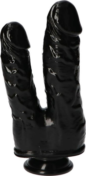 Dildo Dublu - Dildo Dublu Italian Cock Black 21 cm, Erotic24.ro