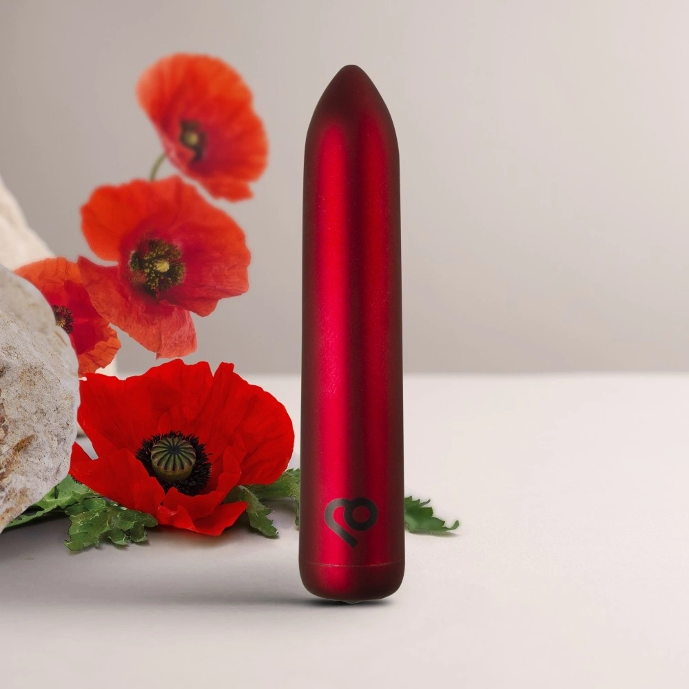 Mini Vibrator - Vibrator Glont 16 Moduri Vibratii, ABS, USB Magnetic, Rosu, 9 cm, Erotic24.ro