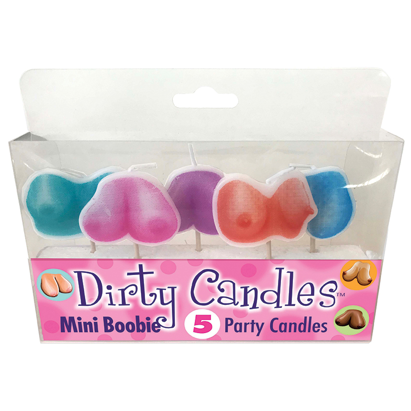 Cadouri amuzante - Set 5 Lumanari Dirty Candles Mini Boobie, Mix Culori, Erotic24.ro
