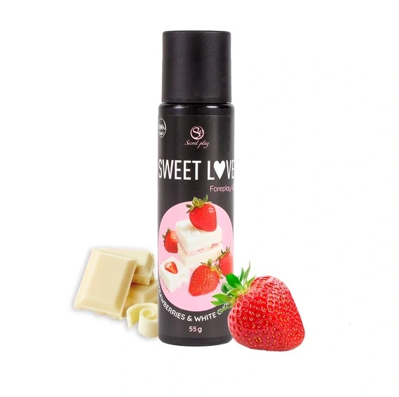 Jocuri Erotice - Gel Comestibil Stimulator Unisex, Aroma Ciocolata Alba si Capsuni, 55 gr, Erotic24.ro