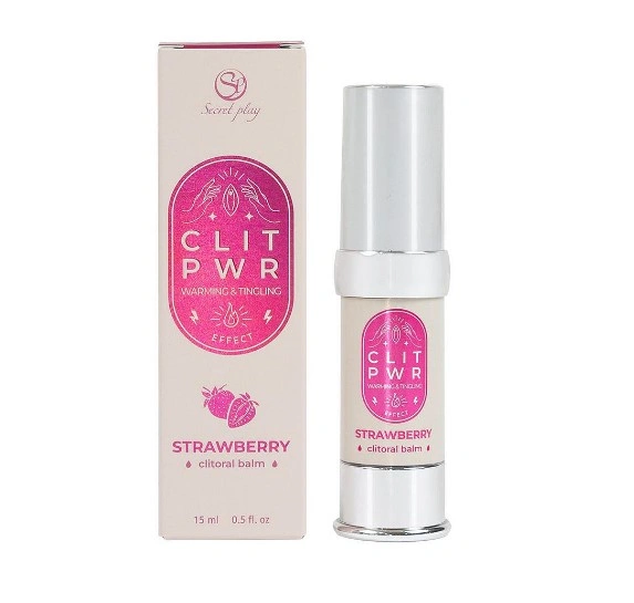 Stimulente Sexuale Femei - Balsam Stimulator pentru Clitoris Clit PWR cu Efect Vibrator si de Incalzire, Aroma Capsuni, 15 ml, Erotic24.ro