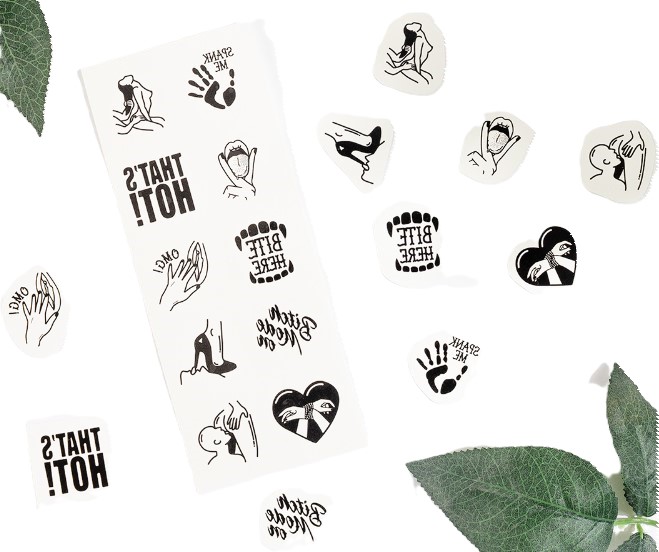 Accesorii Sexy - Set 10 Tatuaje Temporare Kinky Collection, Negru, Erotic24.ro