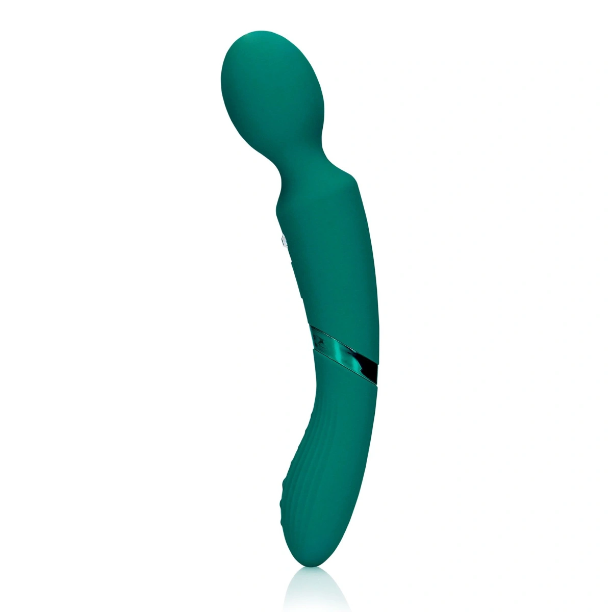 Vibratoare Punctul G - Vibrator Masaj Double-Sided Wand, 10+10 Moduri Vibratii, Silicon, USB, Verde, 23.5 cm, Erotic24.ro