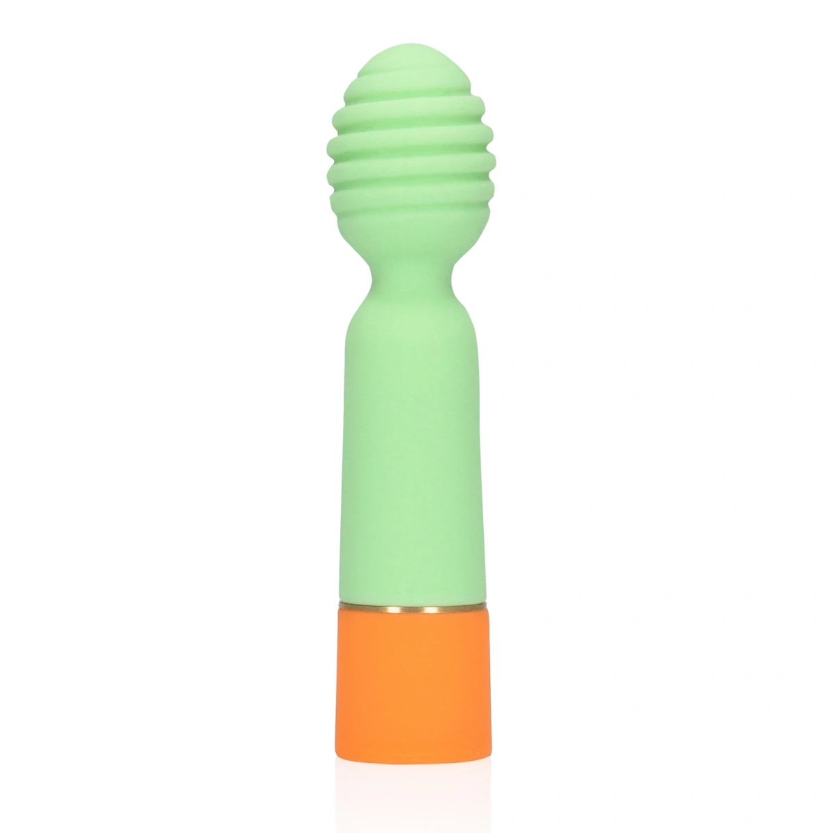 Mini Vibrator - Vibrator Masaj Ribbed Mini Vibrator, 10 Moduri Vibratii, Silicon, USB, Verde, 12.2 cm, Erotic24.ro