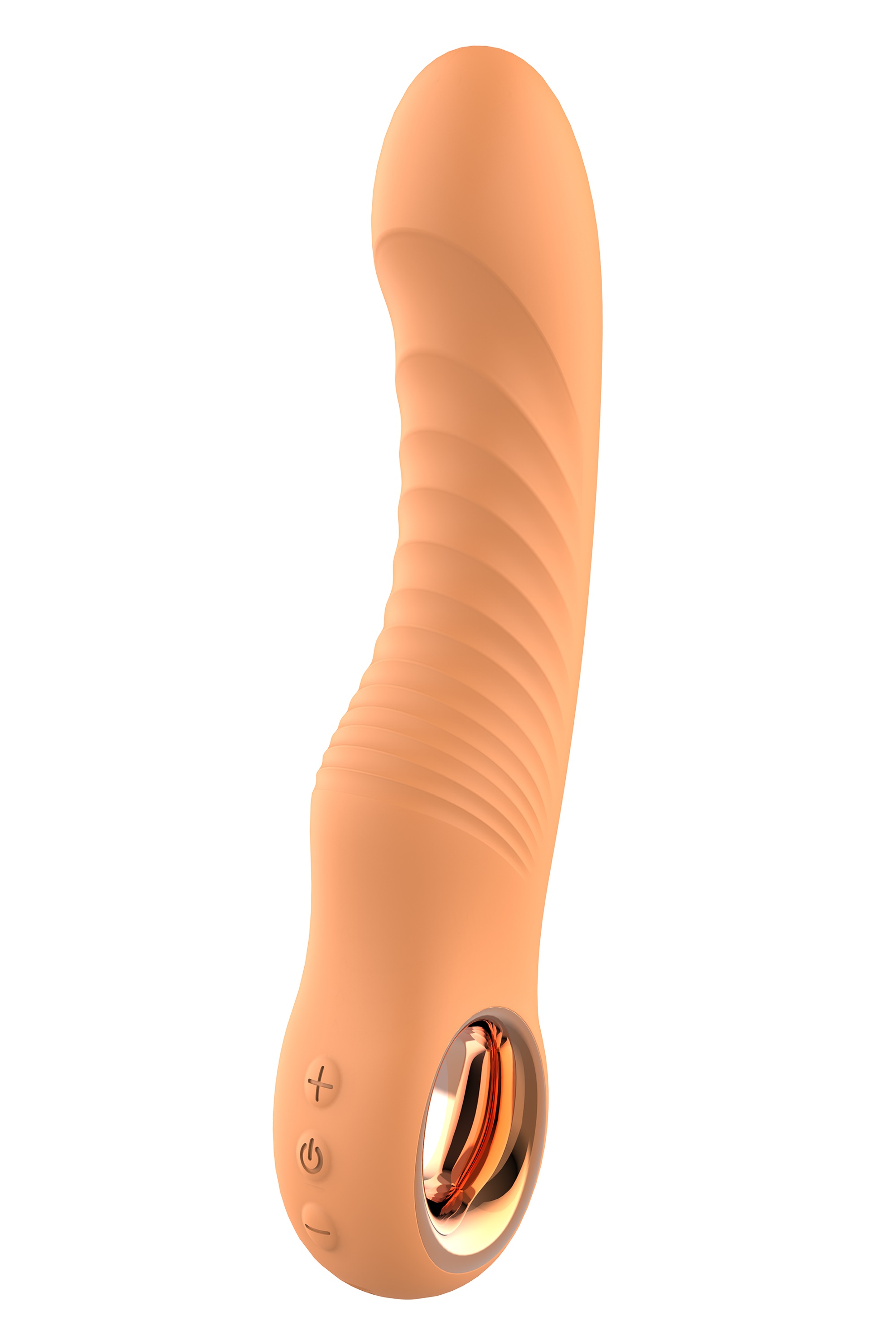 Vibratoare Clasice - Vibrator Ribbed Vibe Glam, 10 Moduri Vibratii, Silicon, USB, Portocaliu, 22 cm, Erotic24.ro