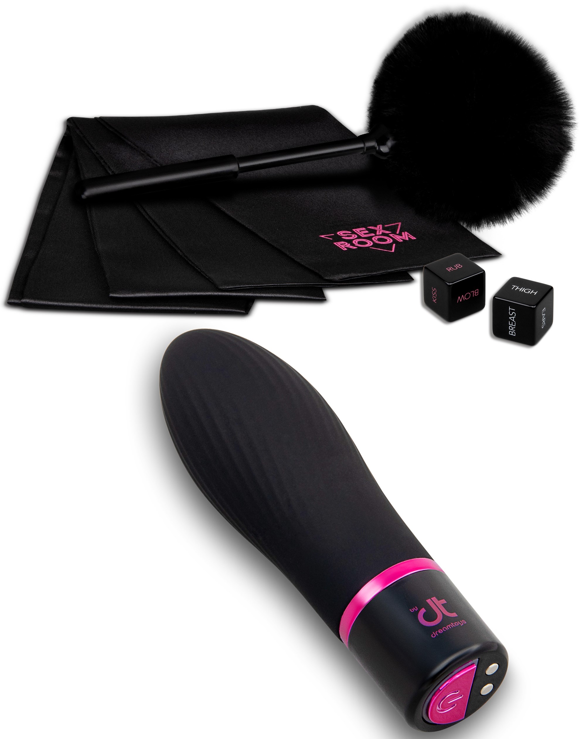 Mini Vibrator - Sex Room Vibe Kit, 6 Piese, Negru/Roz, Erotic24.ro