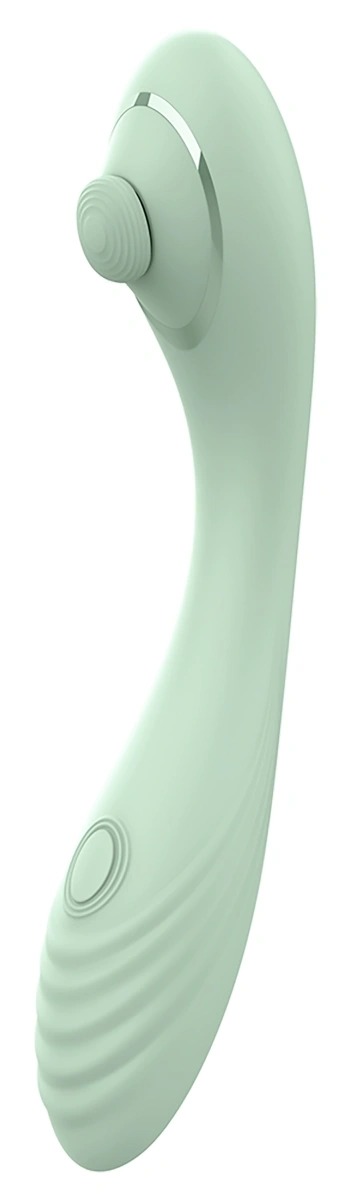 Vibratoare Duble - Stimulator Bendable Dual Tapping Vibe, Silicon, USB, Verde, 23 cm, Erotic24.ro