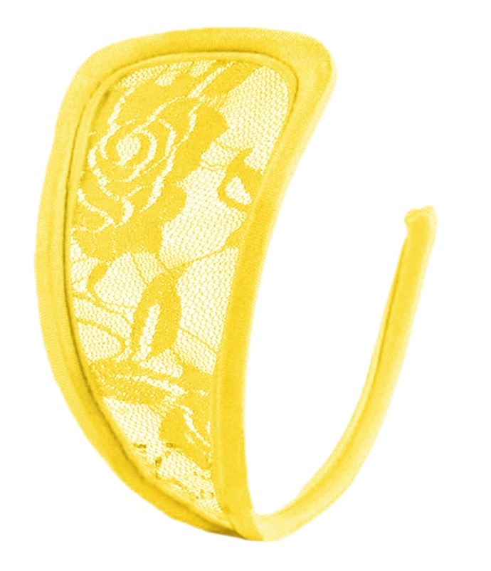 Bikini Sexy - Bikini fara Bretele, Dantela Florala Transparenta, Galben, S-L, Erotic24.ro