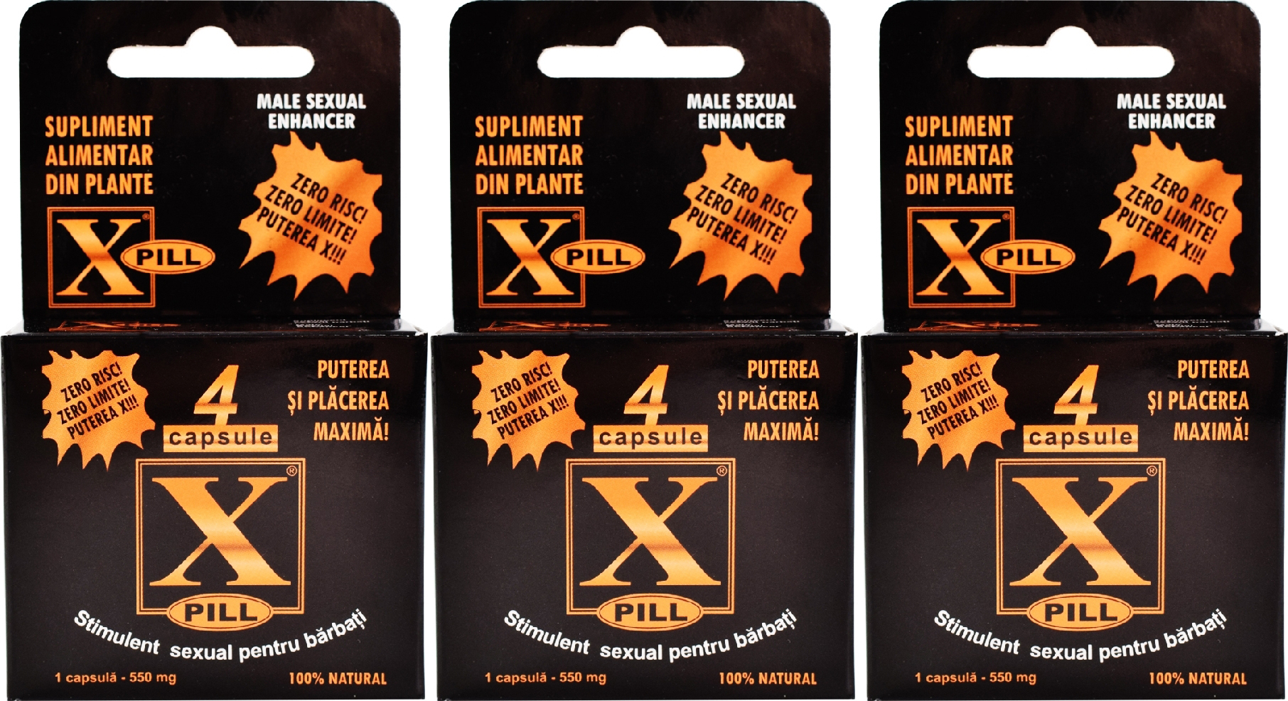 Stimulente Sexuale Barbati - Set 3 Bucati - Stimulent Sexual Barbati X-PILL 4 Capsule, Erotic24.ro