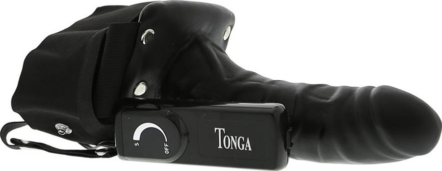Strap-On Robotic cu Vibratii Multispeed, PVC, Negru, 15 cm, Nr. 2, Erotic24.ro