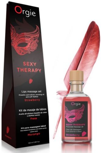 Masaj Erotic - Set Masaj Sexy Terapy Ulei+Pana, Aroma Capsuni, 100 ml, Erotic24.ro