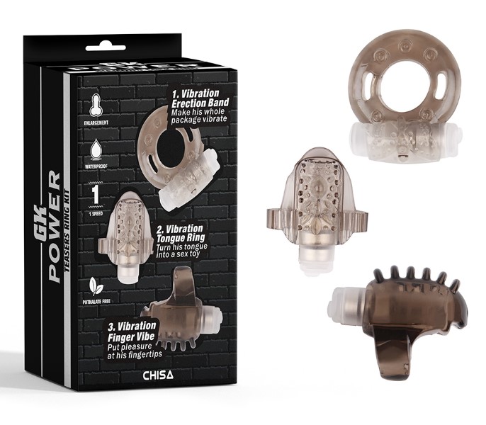 Vibratoare Deget - Set Mini Jucarii Teasers Ring Kit Vibro, Gri, Erotic24.ro